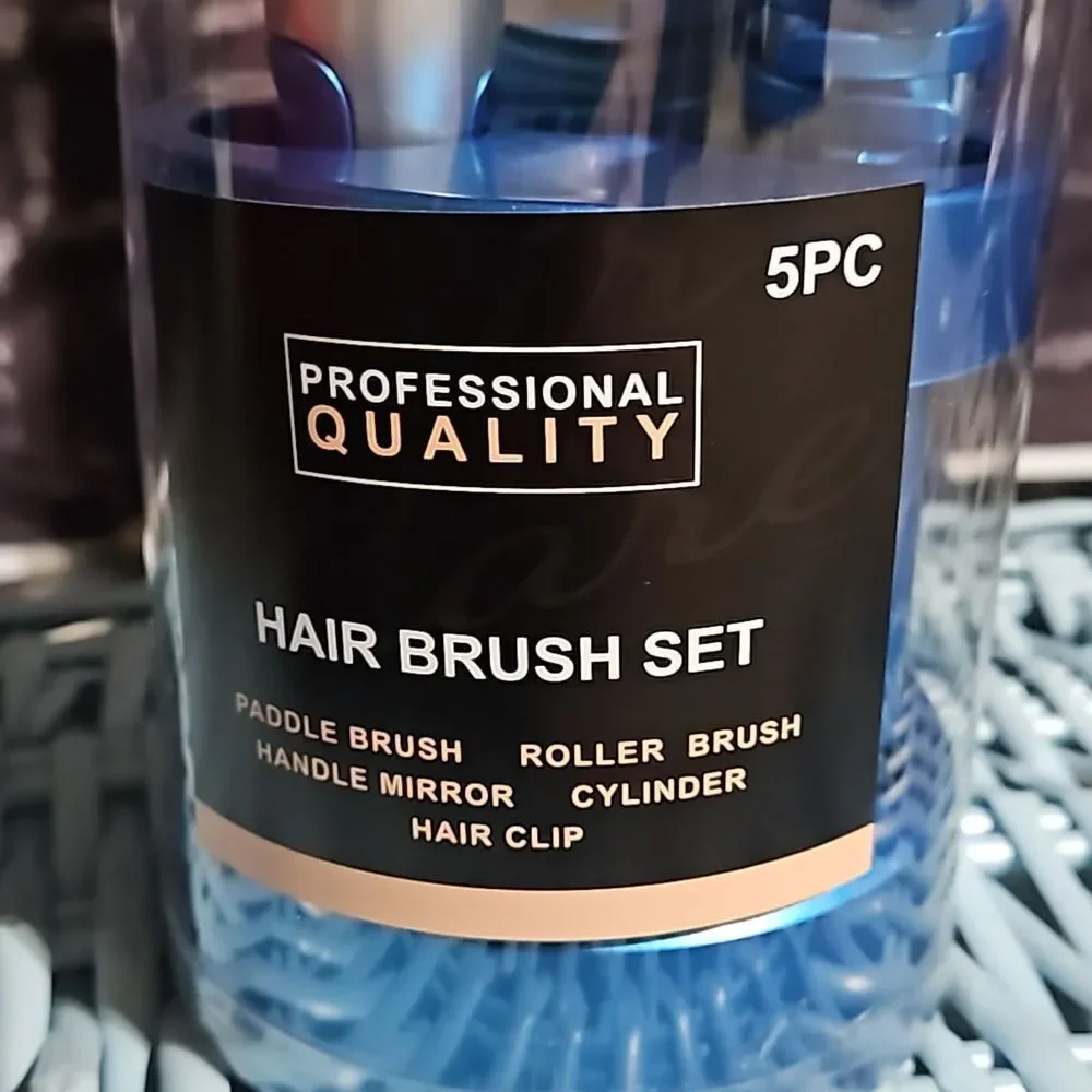 Professional 🎁 Quality 5 pc Hair Brush Set in Royal Blue includes stand